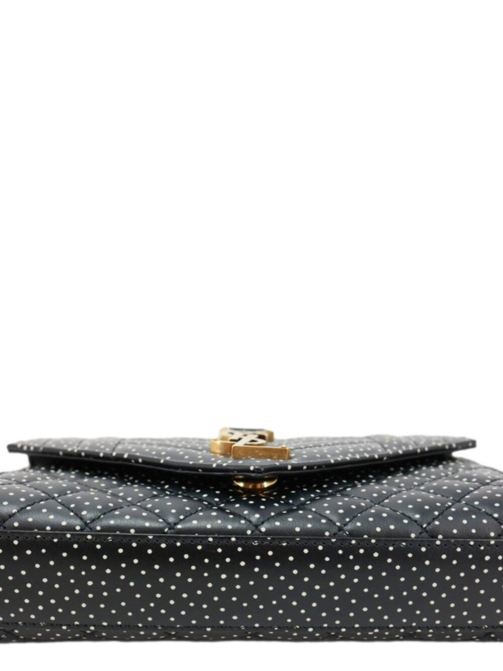Yves Saint Laurent  Envelope Polka Dot Chevron Leather Crossbody Bag Black - Picture 9 of 11